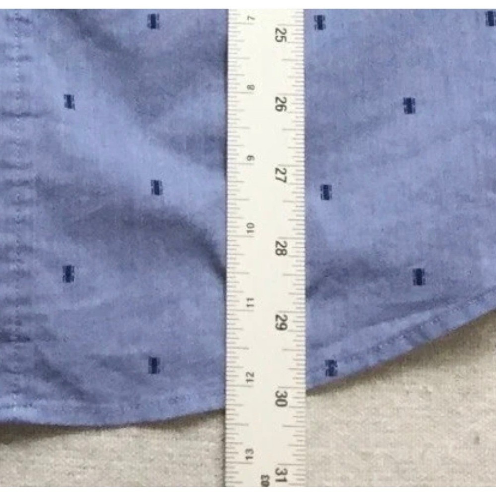 Chaps Button Down Shirt Mens M Blue Stretch Easy Care Geometric Long Sleeve - Picture 9 of 11